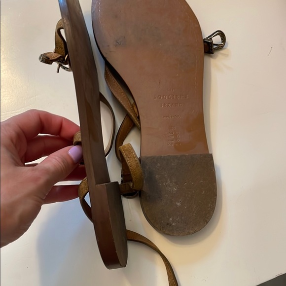 Sezane Brown Low Roxanne Sandals with Ankle Strap Size 38 - Picture 5 of 6